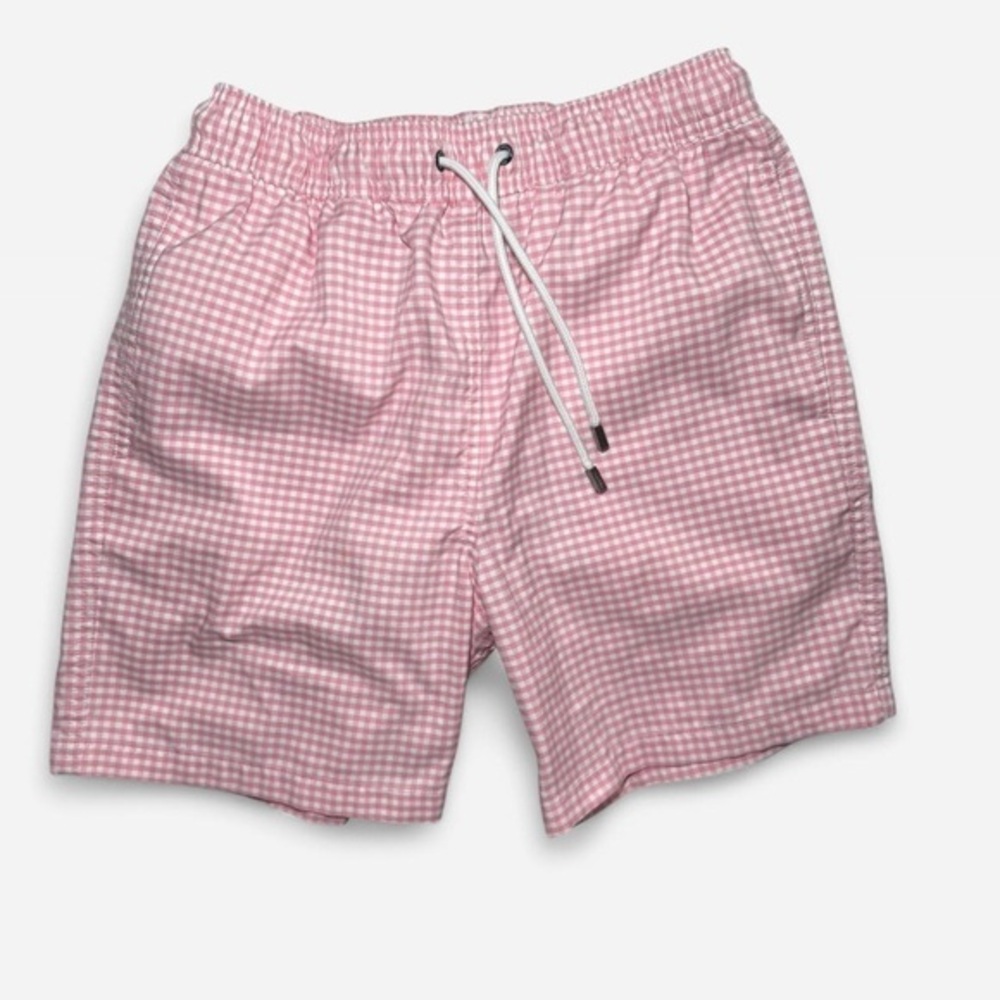 FINAL CHANCE Brooks Brothers Swim Trunks Pink Seersucker Mesh Lined Beach